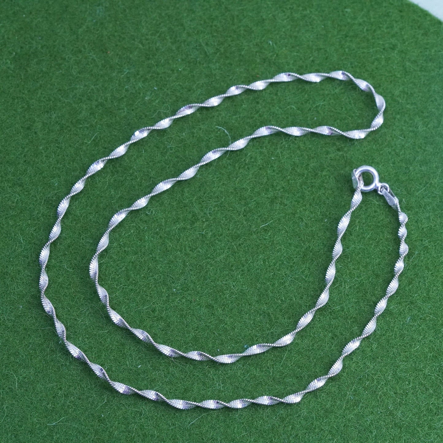 18”, 2mm, vintage Sterling silver necklace, 925 twisted herringbone chain