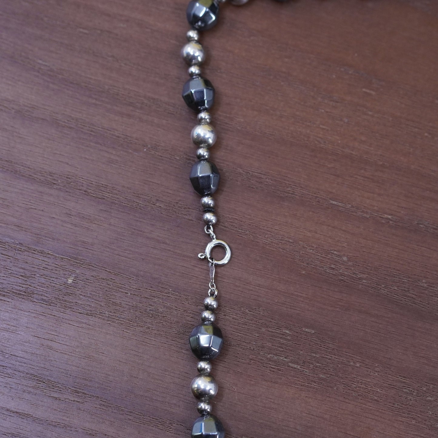 18”, vintage sterling 925 silver handmade chain necklace with hematite