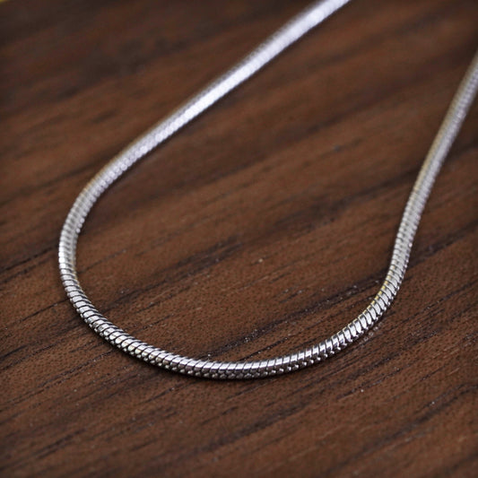 20" 1mm, vintage Italy Sterling silver snake chain, Italy 925 necklace