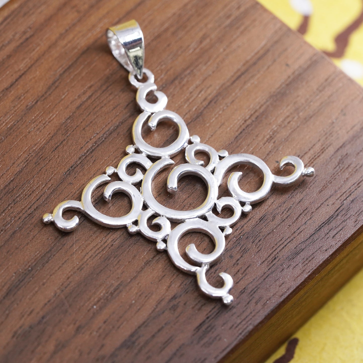 Vintage Sterling silver handmade pendant, 925 filigree cross