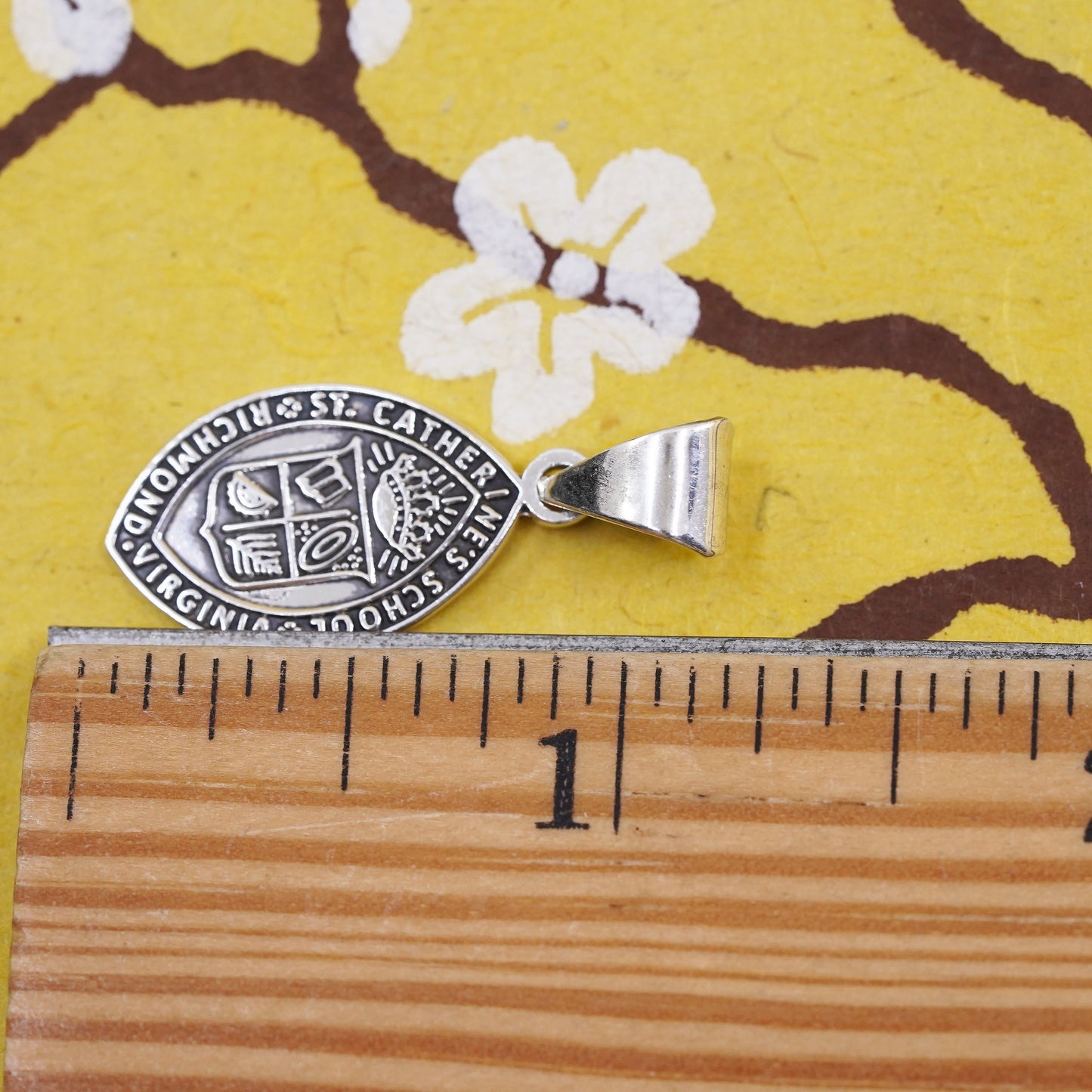 Sterling silver flower pendant, 925 Tag charm Catherine’s school Richmond Hill