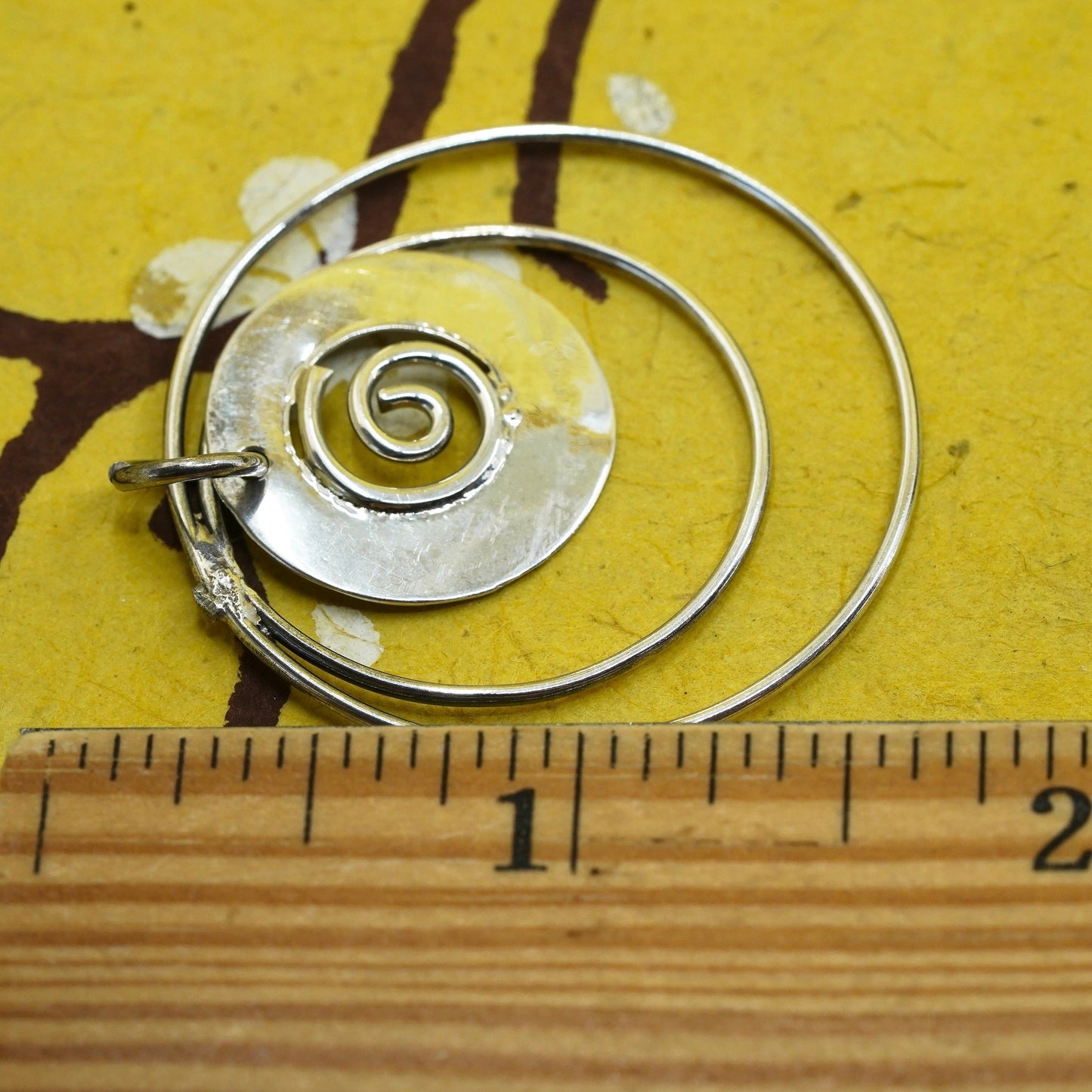 Vintage Mexican Sterling silver handmade pendant, 925 textured circle