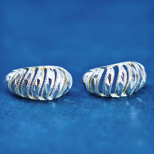 0.75”, southwestern Sterling Silver handmade Earrings 925 textured huggie studs