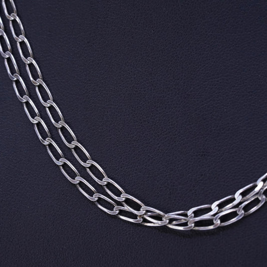 38” 4mm, vintage Sterling 925 silver handmade curb chain necklace