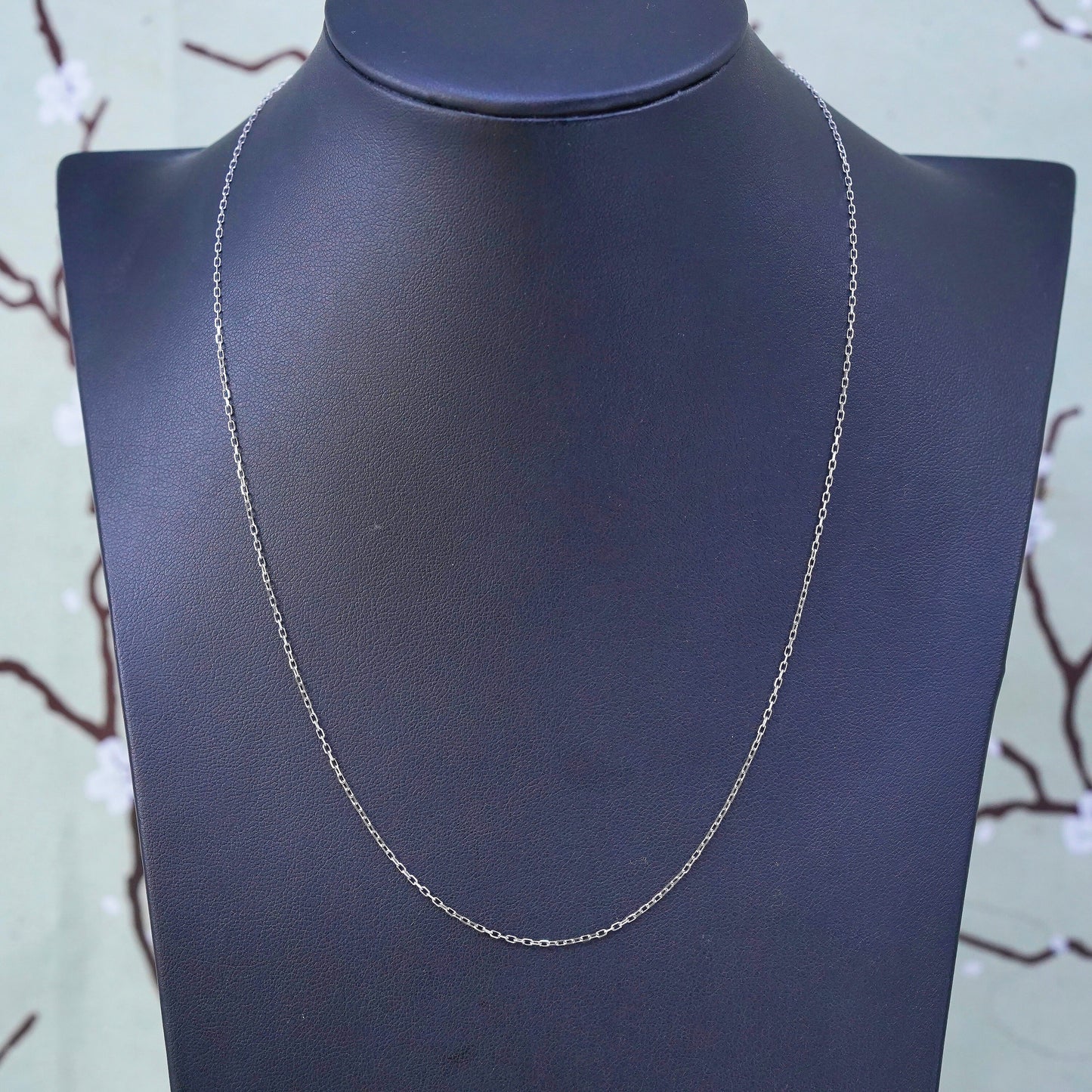 18” 1mm, vintage Sterling silver necklace, 925 elongated chain