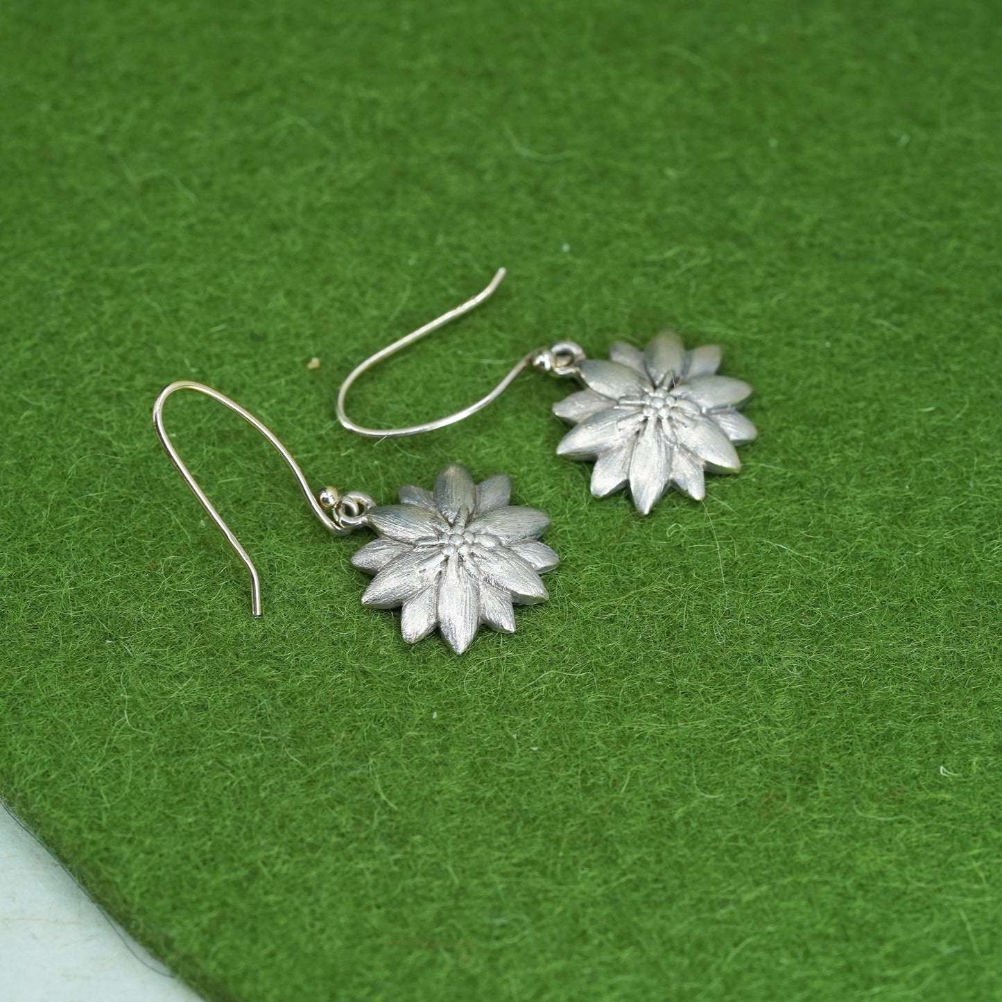 Vintage Sterling 925 silver handmade sunflower flower earrings