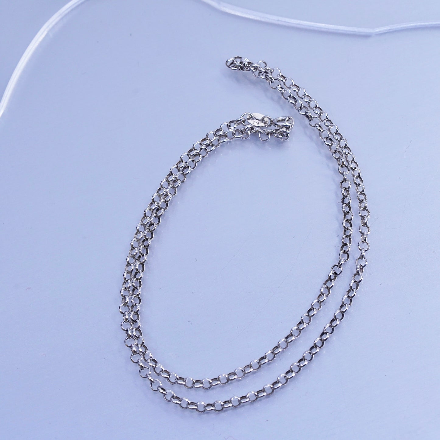 17” 3mm, vintage Sterling 925 silver circle chain necklace