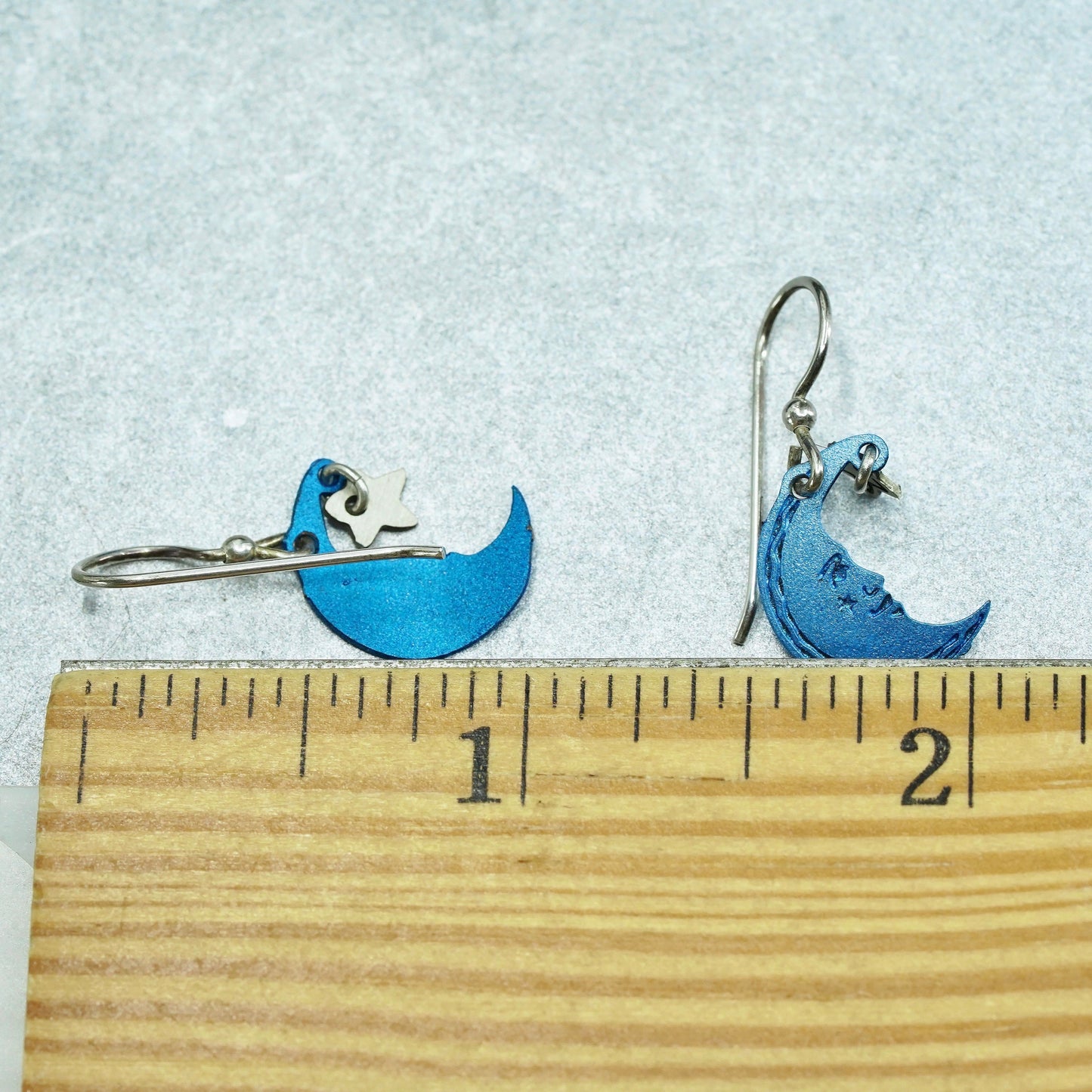 Vintage Sterling 925 silver handmade blue moon earrings