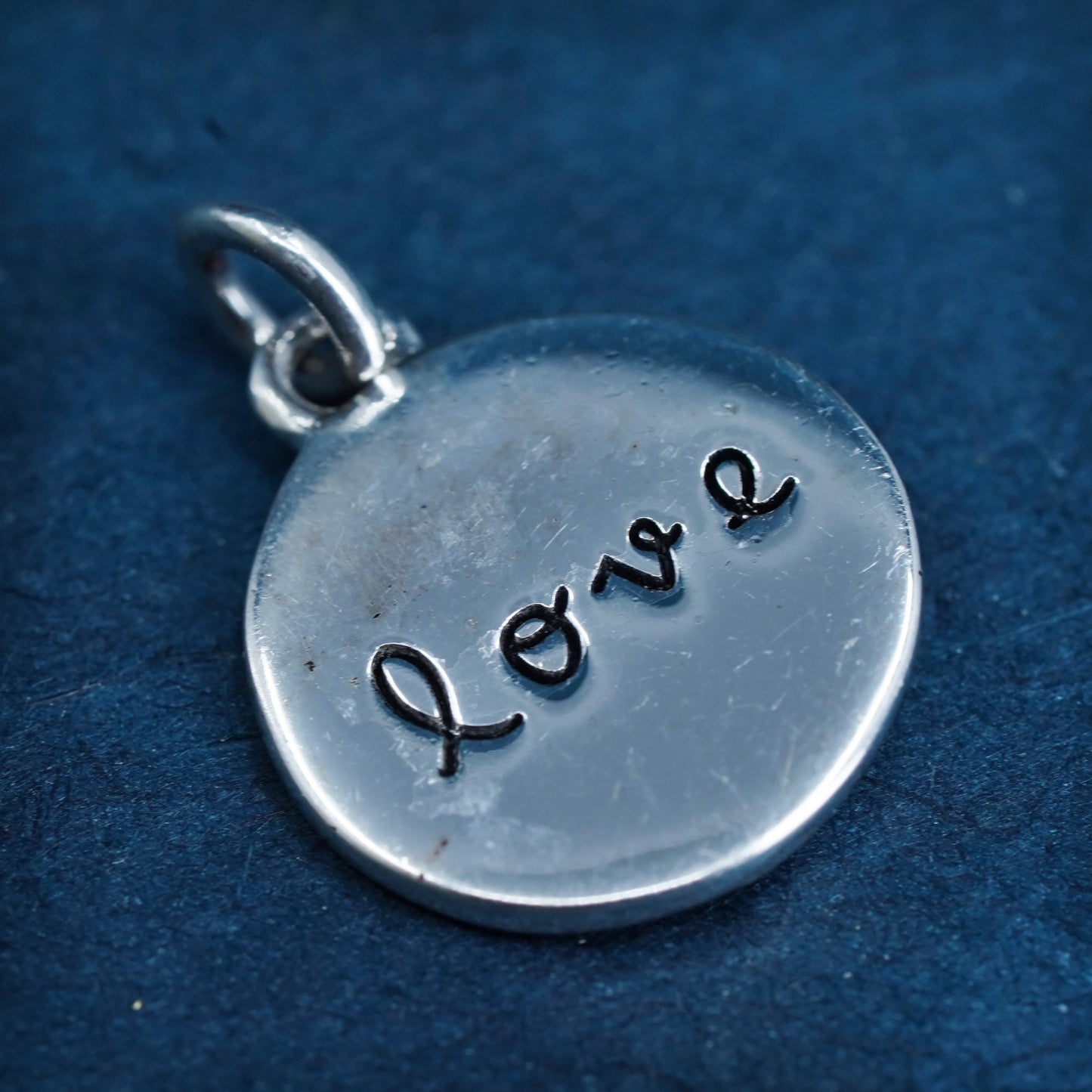 Vintage sterling silver pendant, 925 charm with “love you to the moon and back