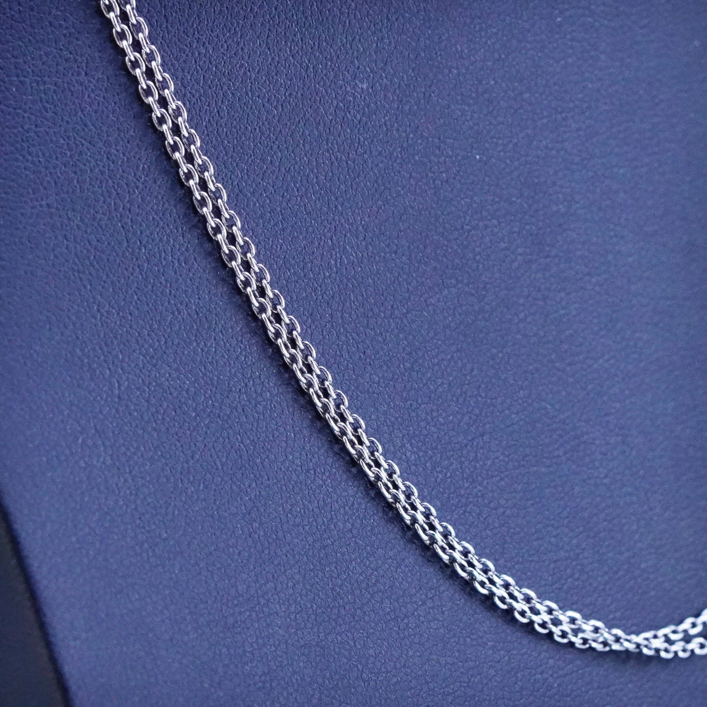 16+2", Vintage sterling silver double strands circle chain, 925 necklace