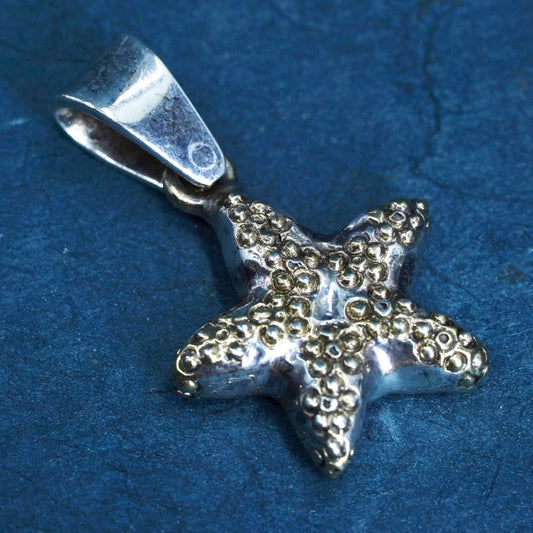 Vintage Mexican Sterling silver handmade pendant, 925 starfish charm