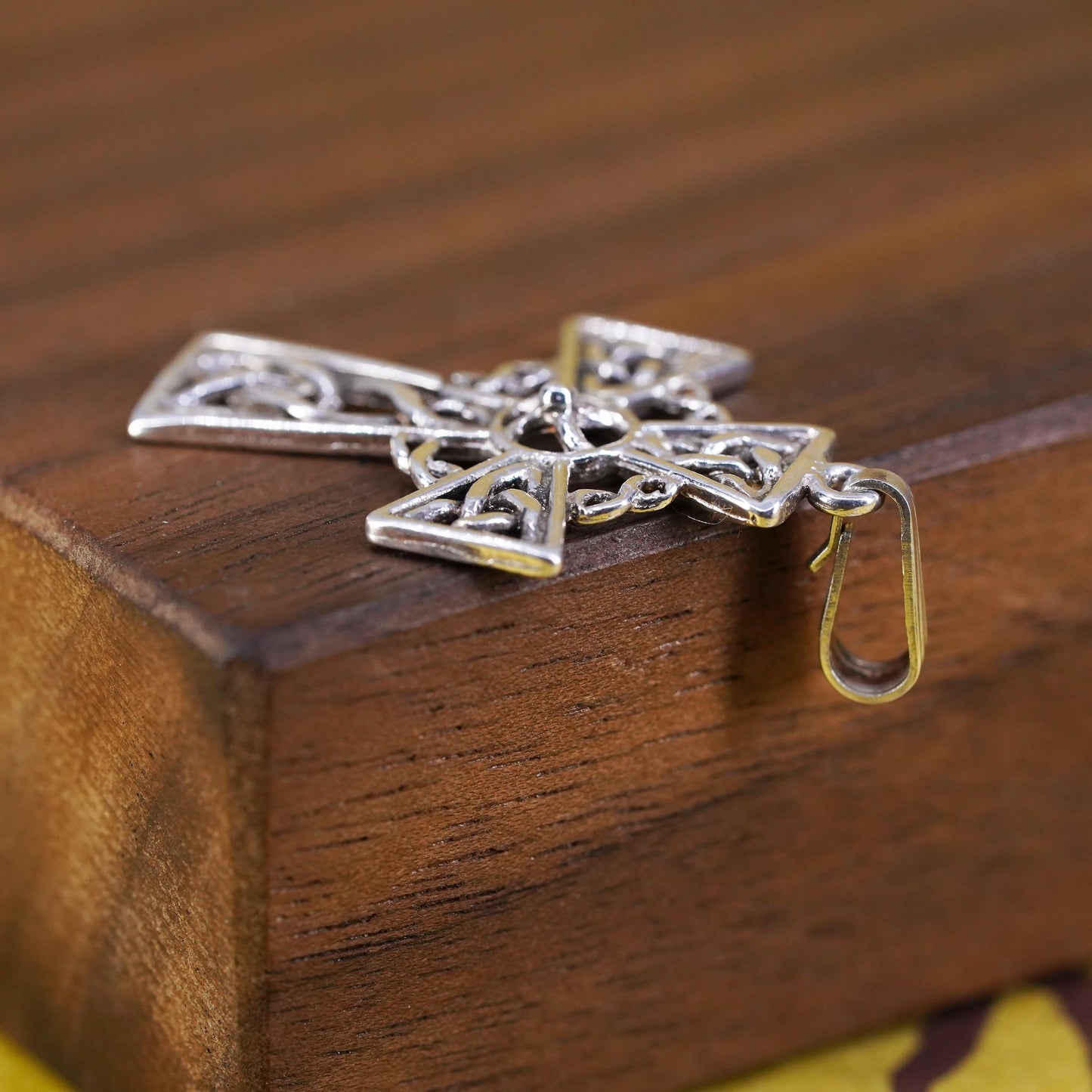 Vintage Sterling silver handmade pendant, 925 filigree cross