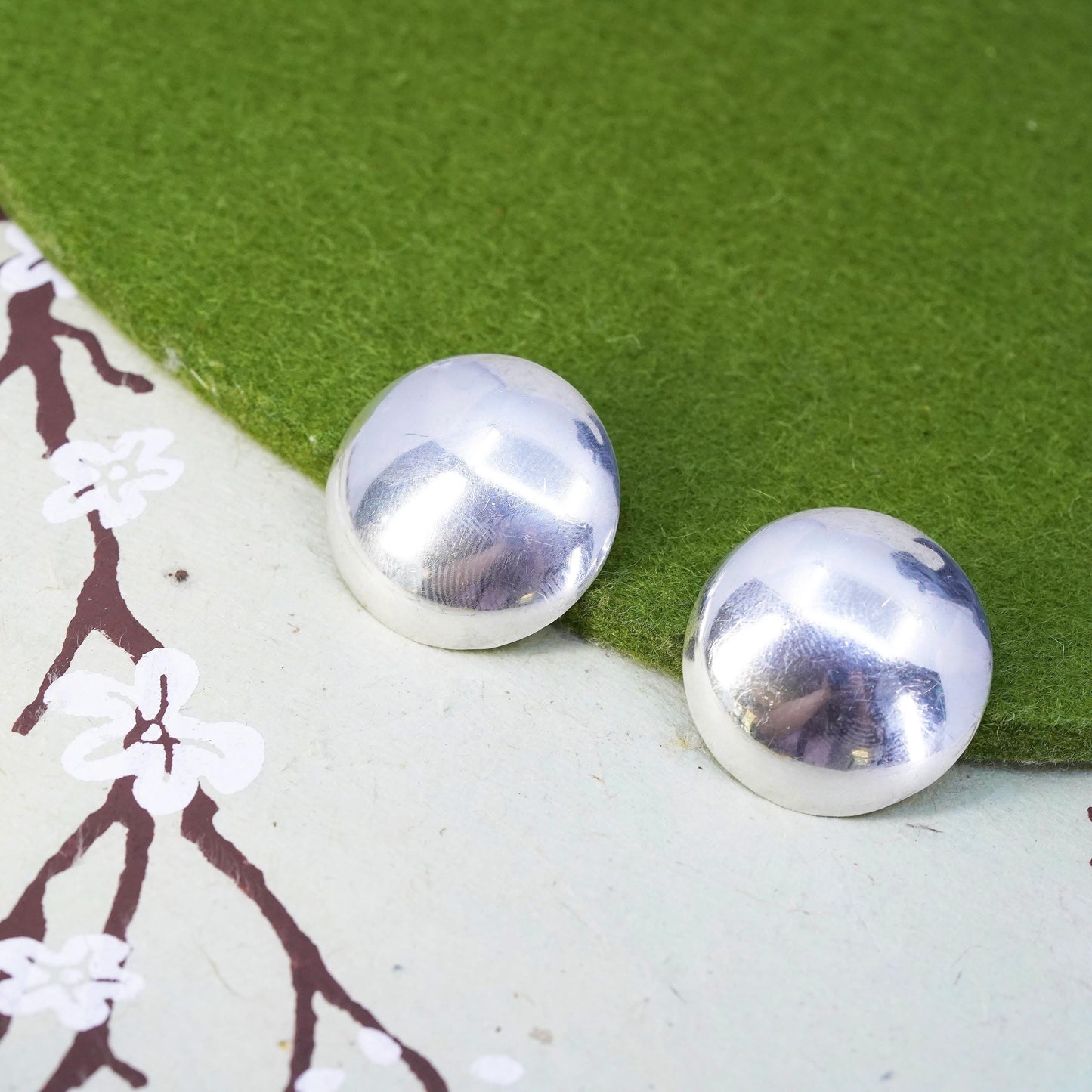 Vintage Mexican Sterling silver handmade studs, 925 with circle earrings