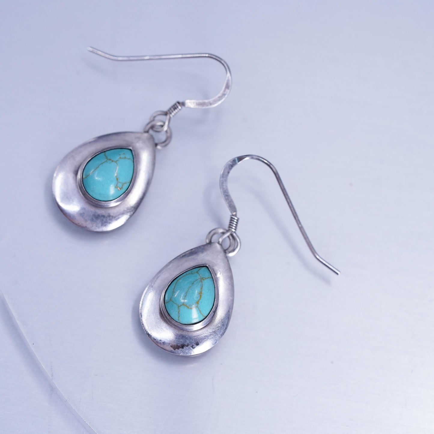 Native American Navajo sterling 925 silver teardrop earrings and turquoise