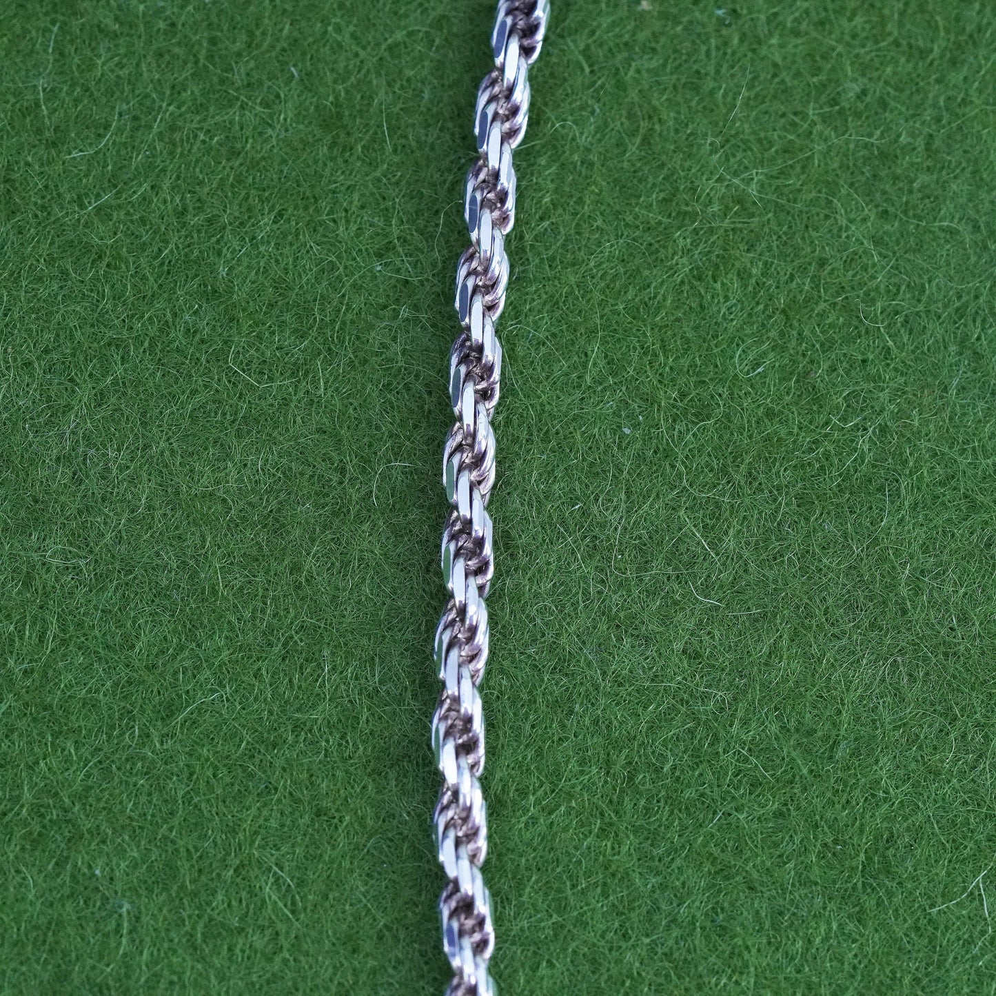 30”, 2mm, Vintage sterling silver Italy 925 diamond cut rope chain, necklace