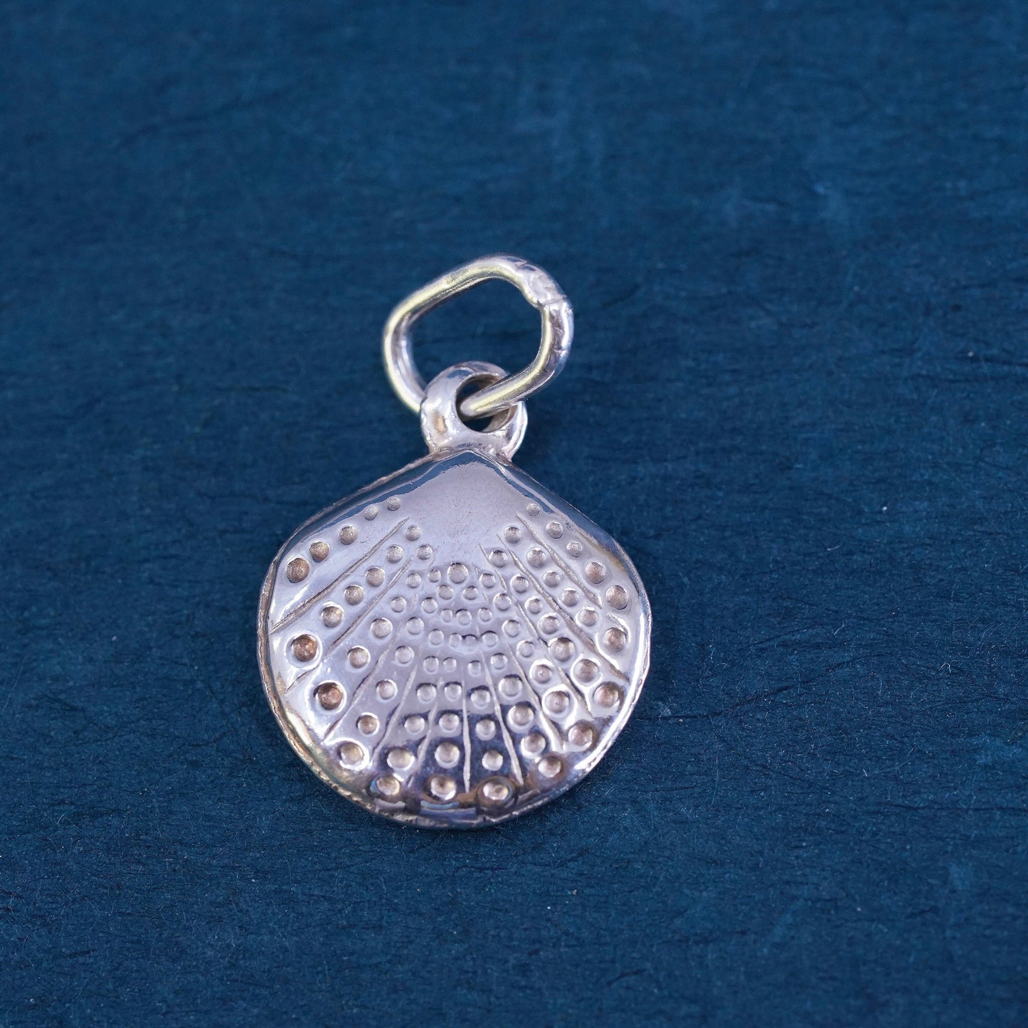 Vintage Sterling silver handmade pendant, shell charm