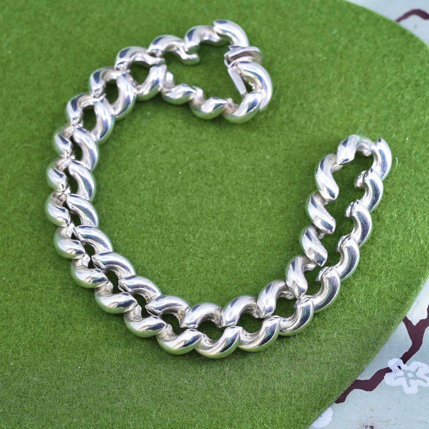 18", 10mm, Vintage Italian sterling silver necklace, 925 San Marco chain