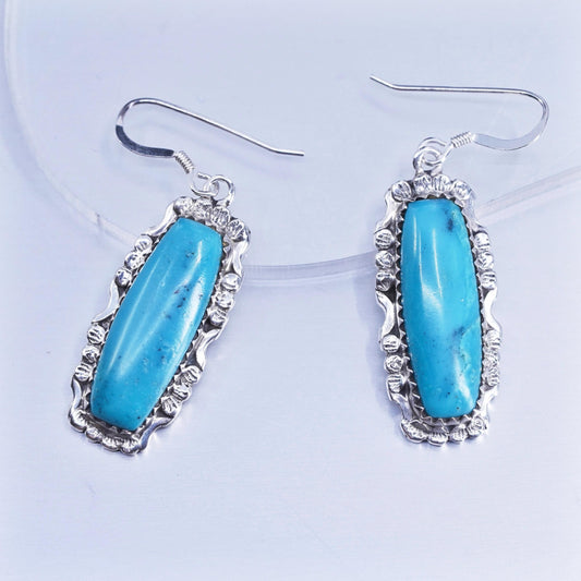 Vintage Sterling 925 silver handmade earrings with turquoise