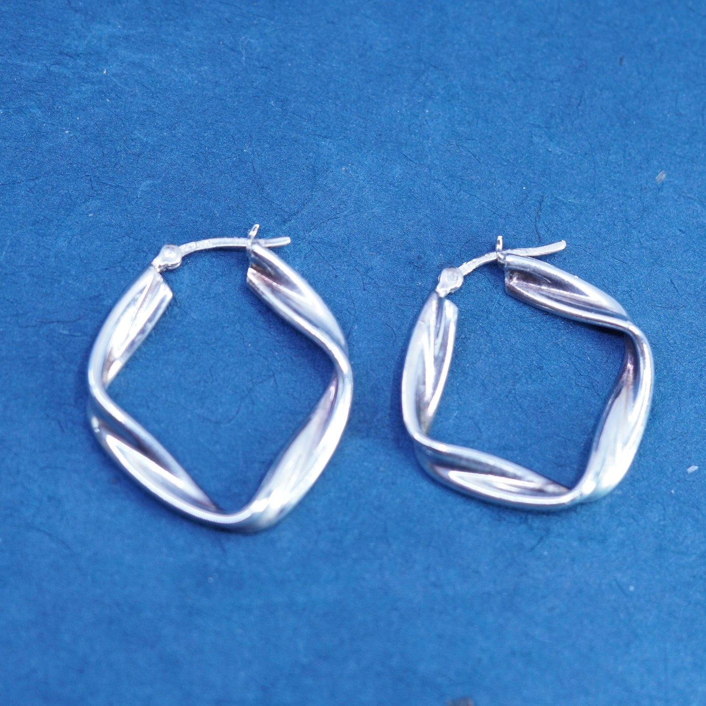 1.5”, vintage Sterling silver handmade earrings, 925 entwined hoops, huggie