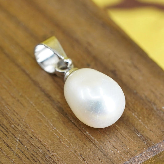 Vintage Sterling 925 silver handmade pendant with pearl