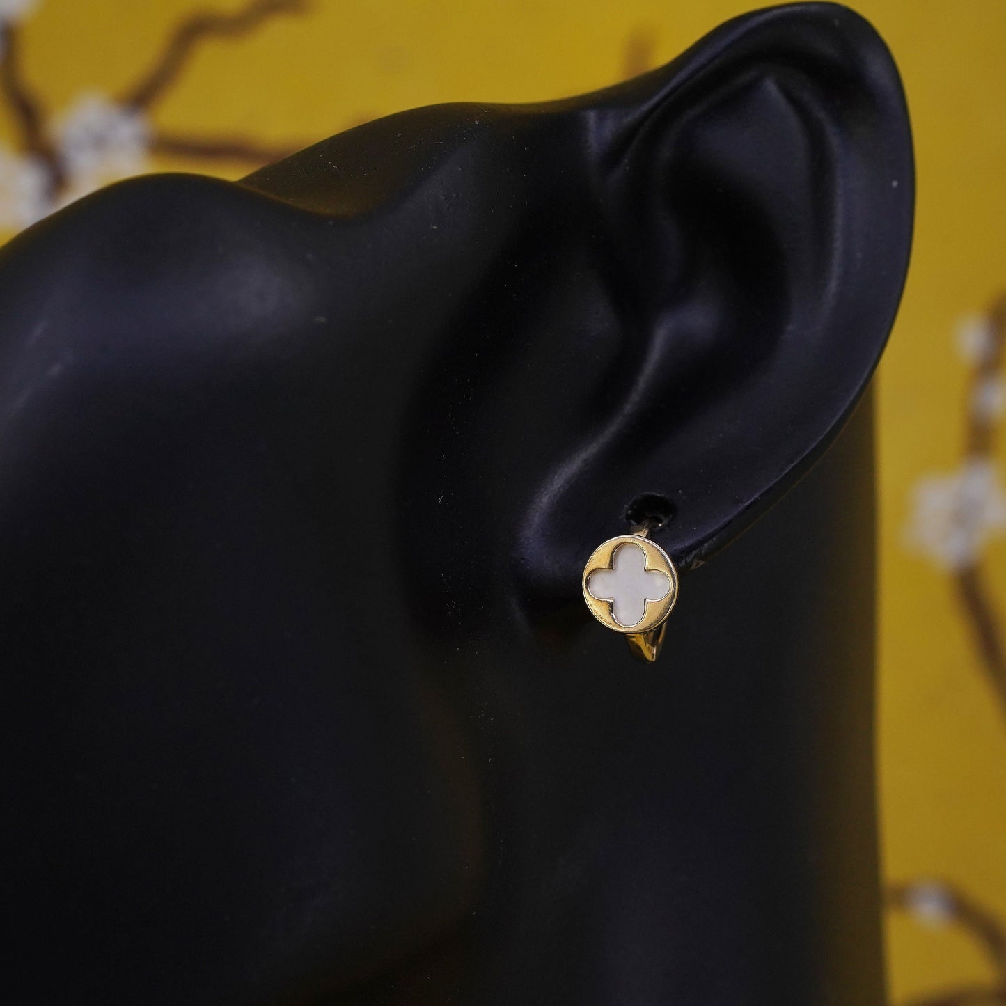 0.5", vermeil gold Sterling silver earrings, 925 huggie hoops mother of pearl