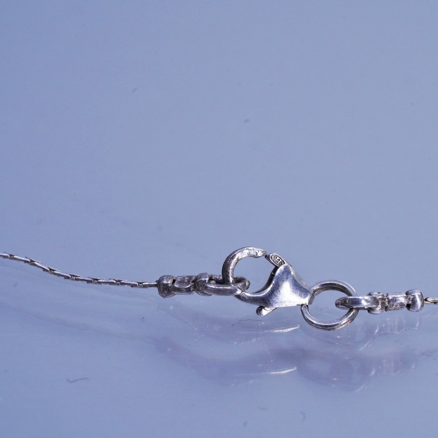 16”, Sterling 925 silver handmade snake necklace with sea washed nugget pendant