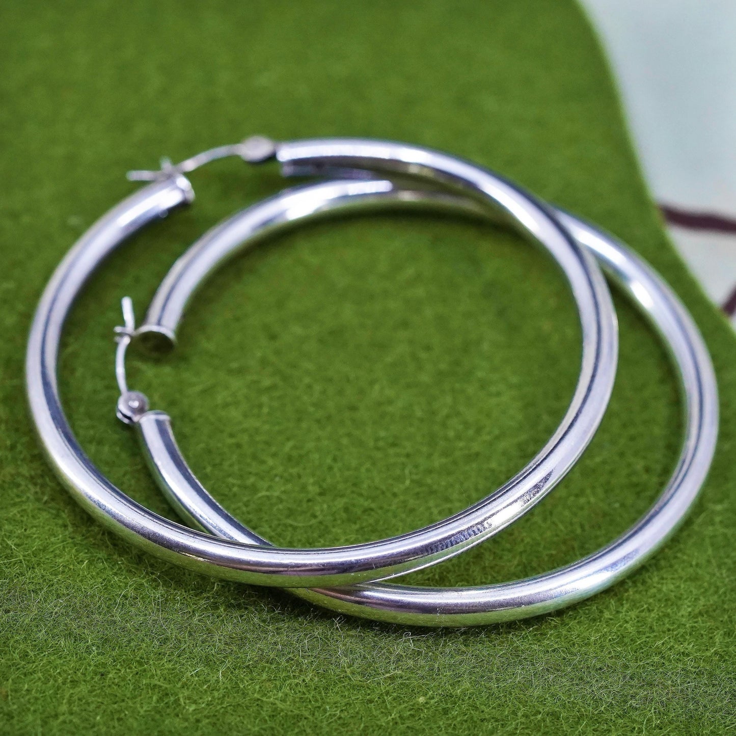 2.25”, VTG sterling silver loop earrings, fashion minimalist primitive hoops