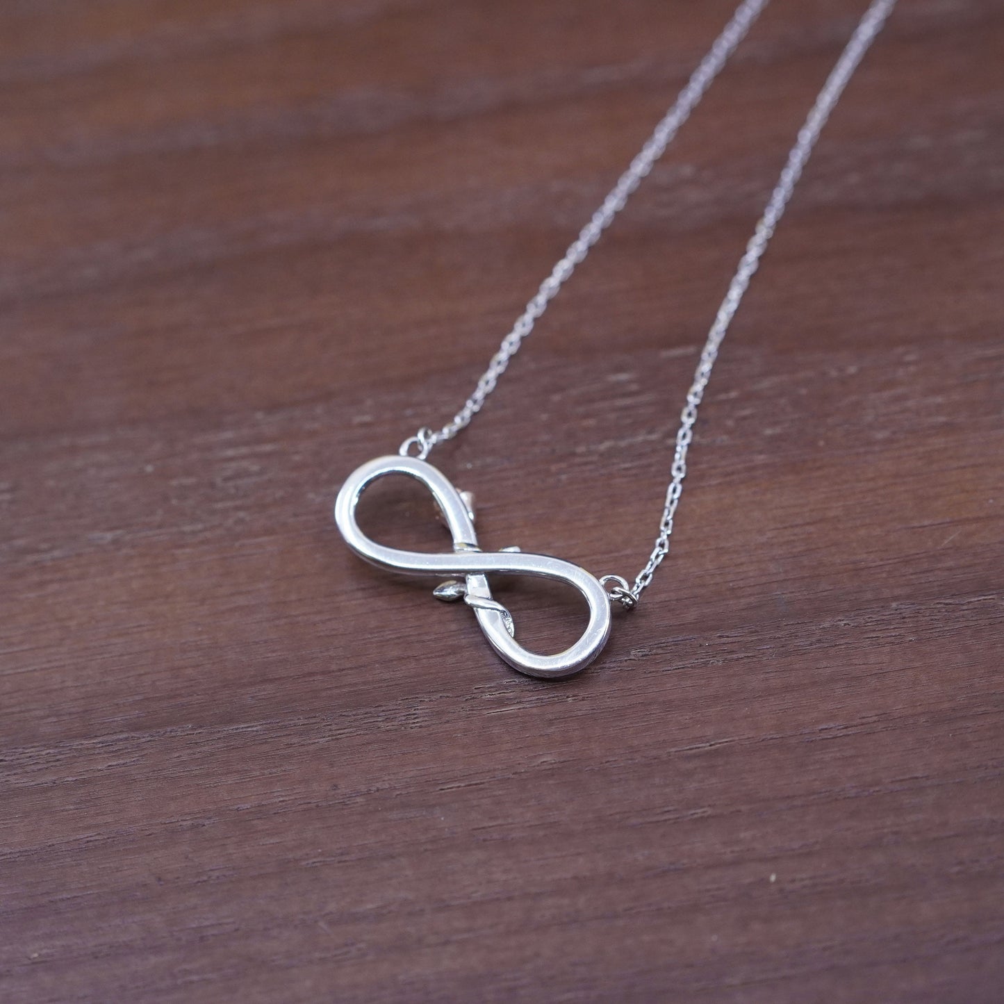 19+1”, Sterling silver necklace, 925 Circle chain infinity loop pendant rose