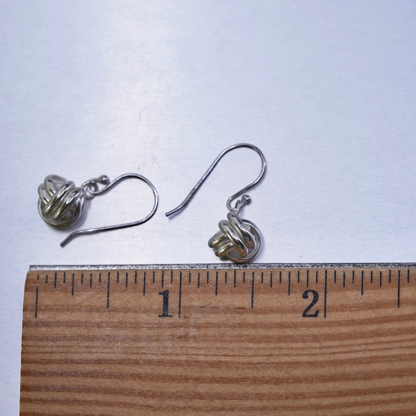 Vintage Sterling 925 silver handmade entwinted bead earrings