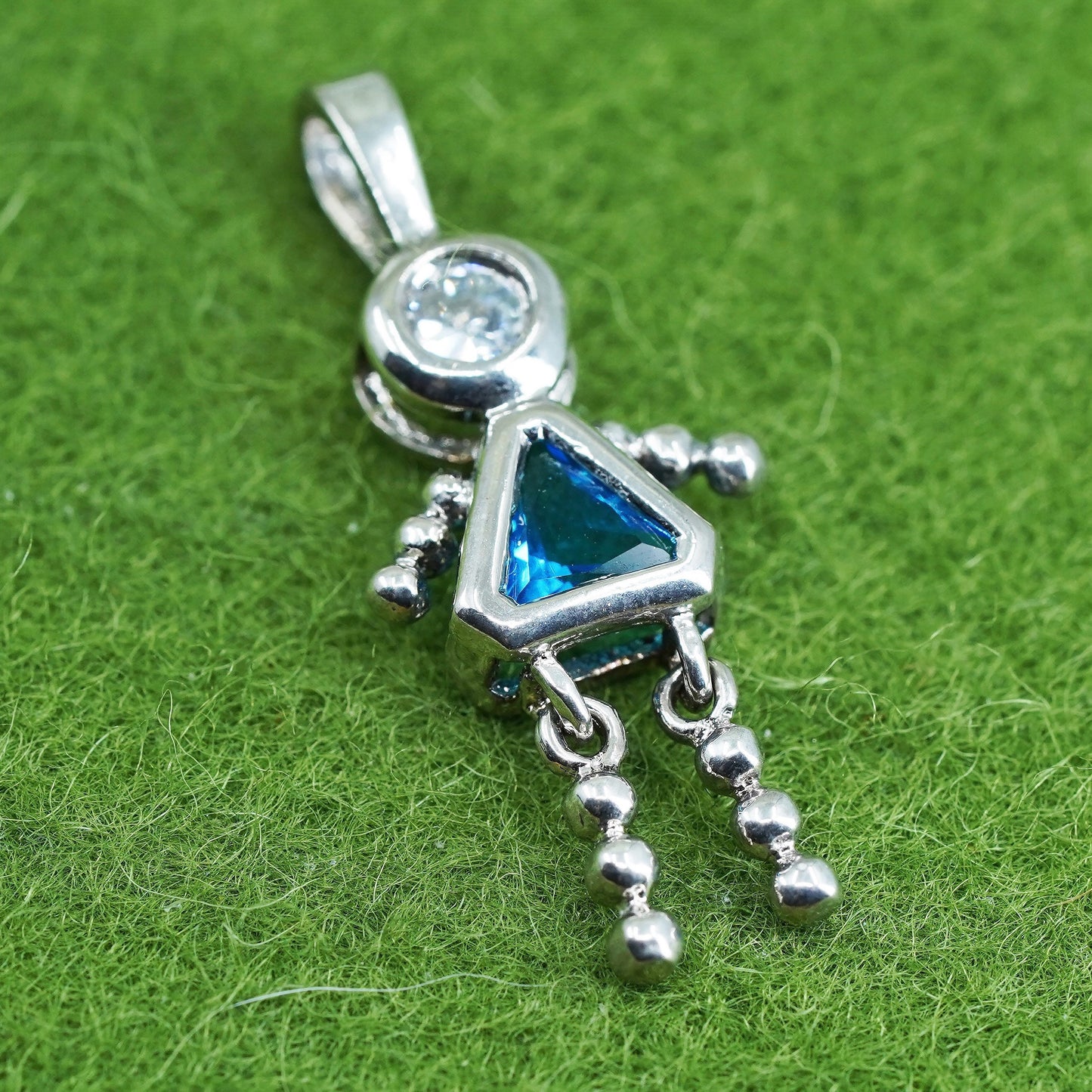 Vintage sterling 925 silver birthstone pendant with topaz girl figure charm