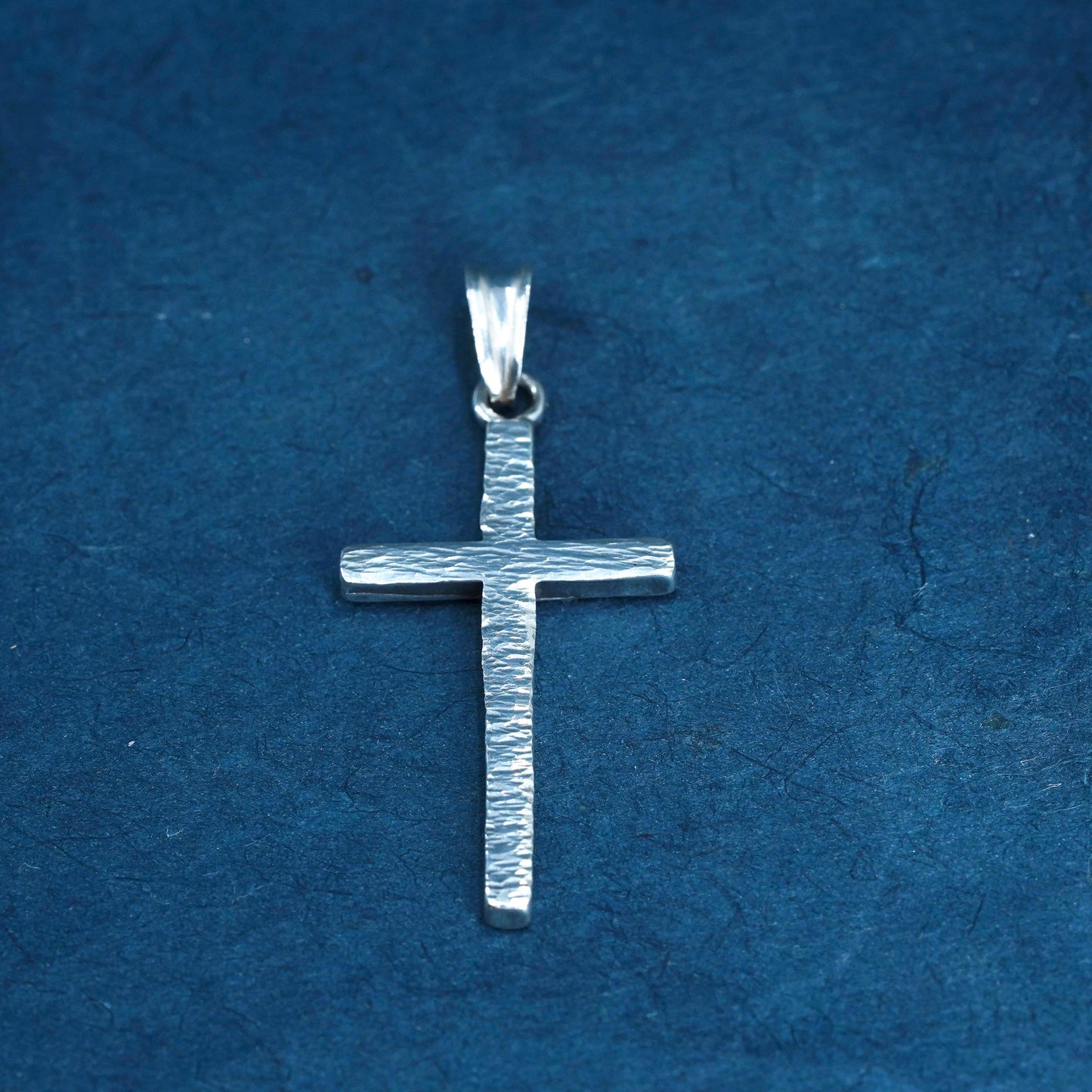 Vintage Sterling silver Handmade charm, textured 925 cross pendant