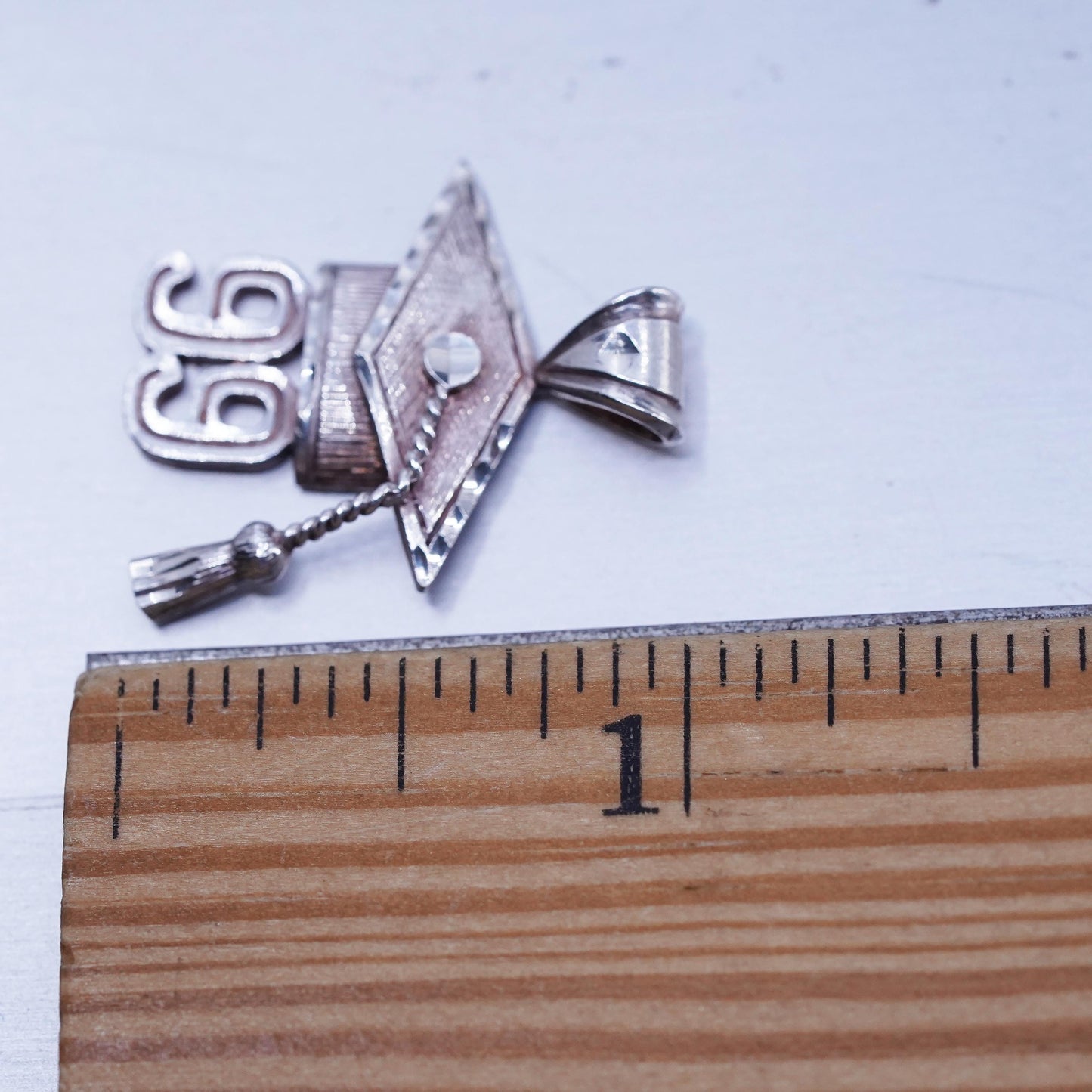 Vintage Sterling silver charm, 925 graduation trencher cap and number 99