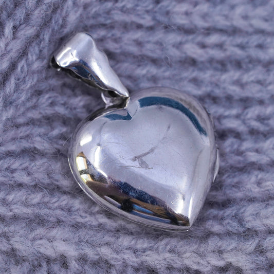 Vintage Sterling silver handmade pendant, 925 heart photo locket with mom