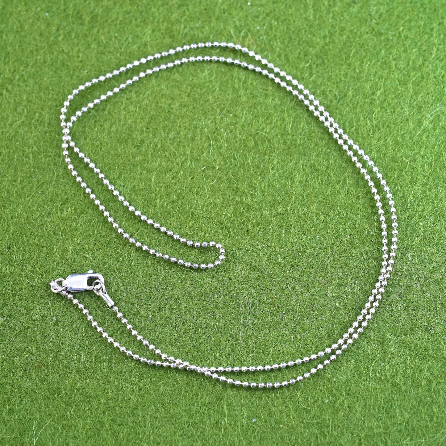 18”, Vintage sterling silver beads chain, Italy made 925 silver necklace