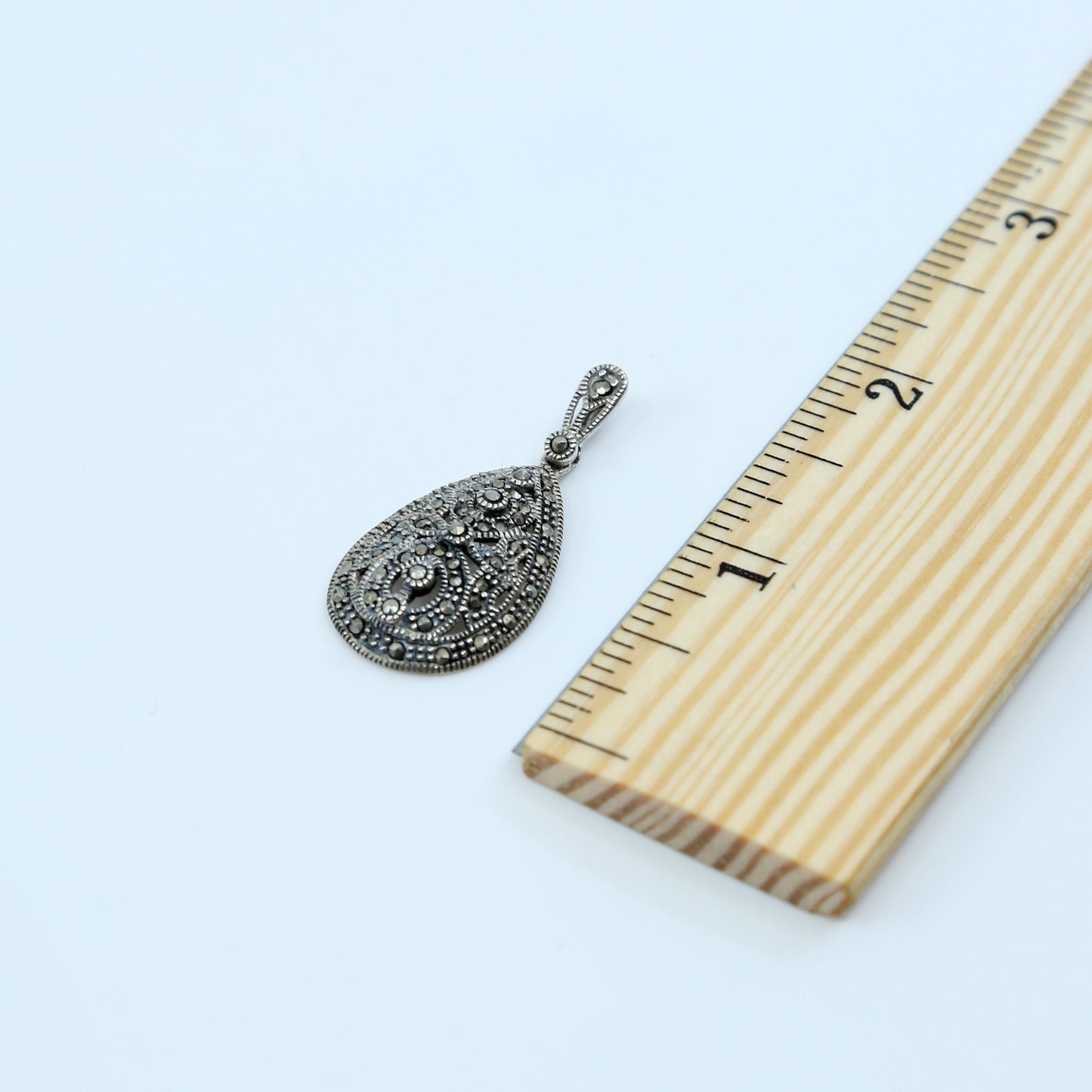 VTG sterling silver handmade pendant, 925 with marcasite