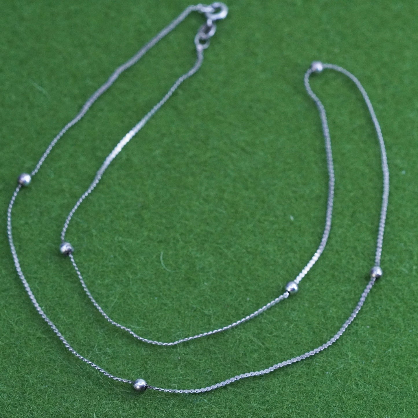 19”, 1mm, Vintage Italy sterling silver 925 s link chain with bead, necklace