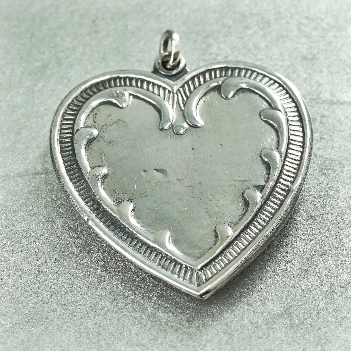 Vintage Sterling silver handmade charm, 925 textured heart pendant