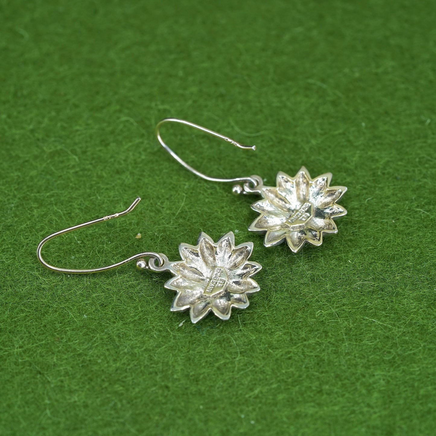 Vintage Sterling 925 silver handmade sunflower flower earrings