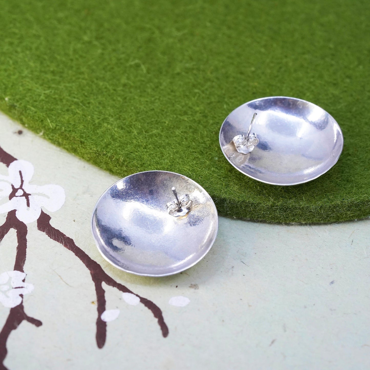 Vintage Mexican Sterling silver handmade studs, 925 with circle earrings