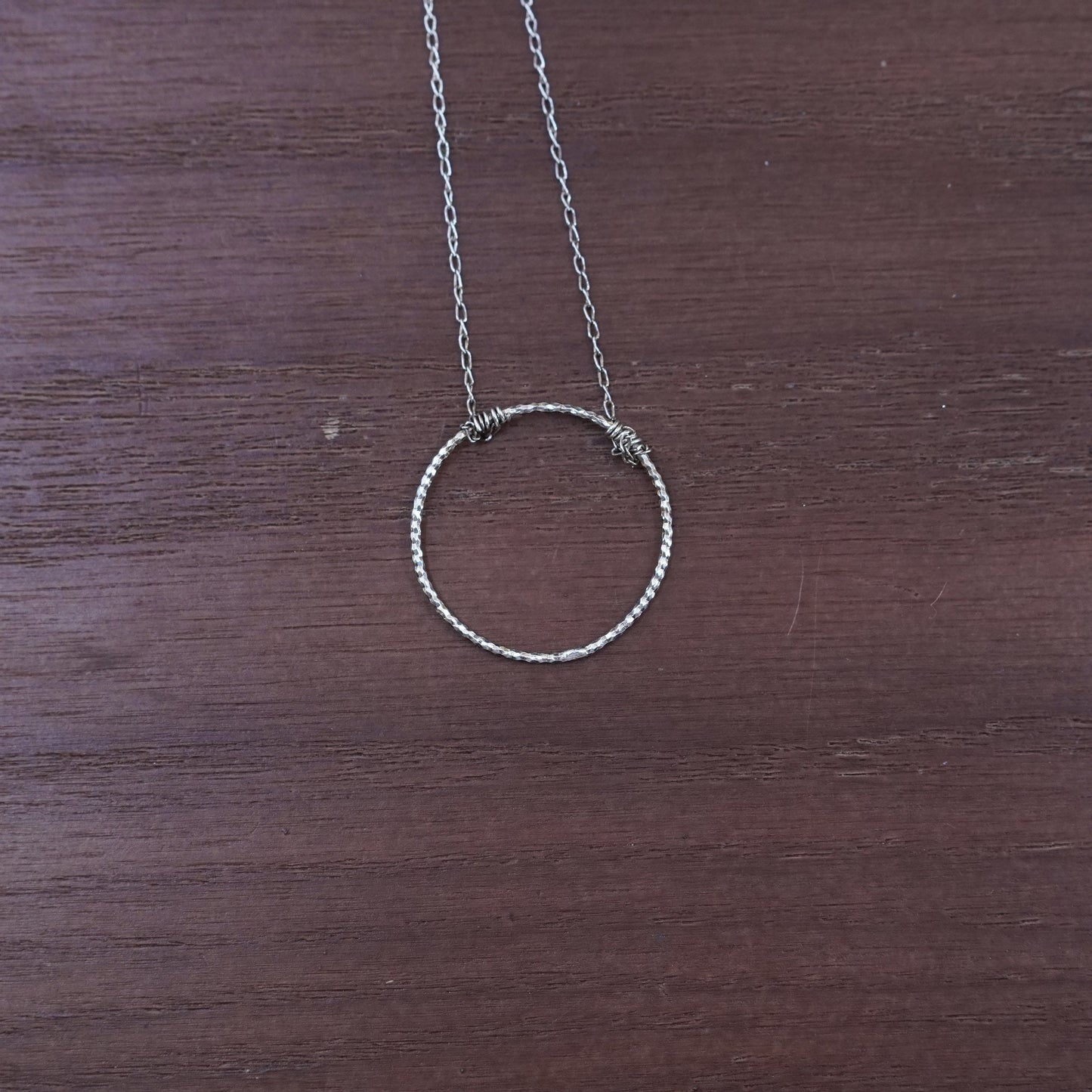 20” 1mm, vintage Sterling silver necklace, 925 Circle chain with circle pendant