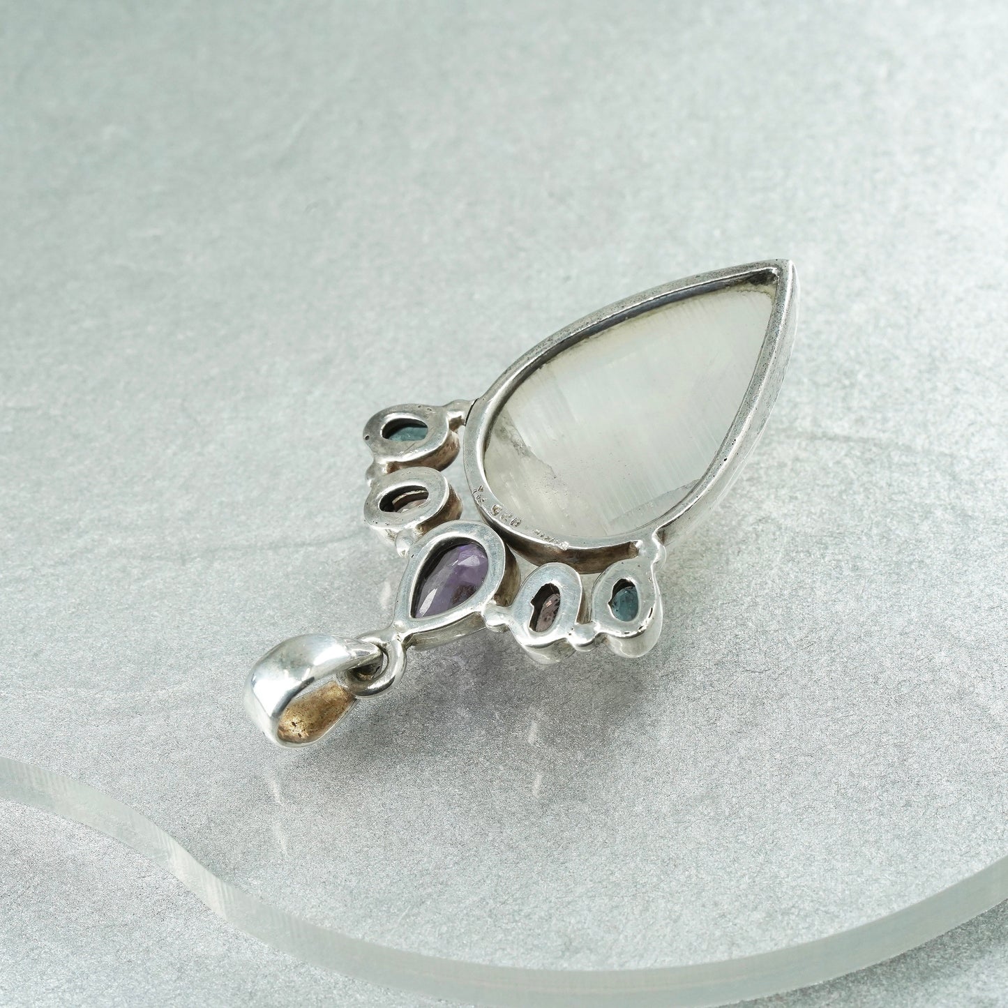 sterling 925 silver pendant with teardrop moonstone amethyst citrine peridot