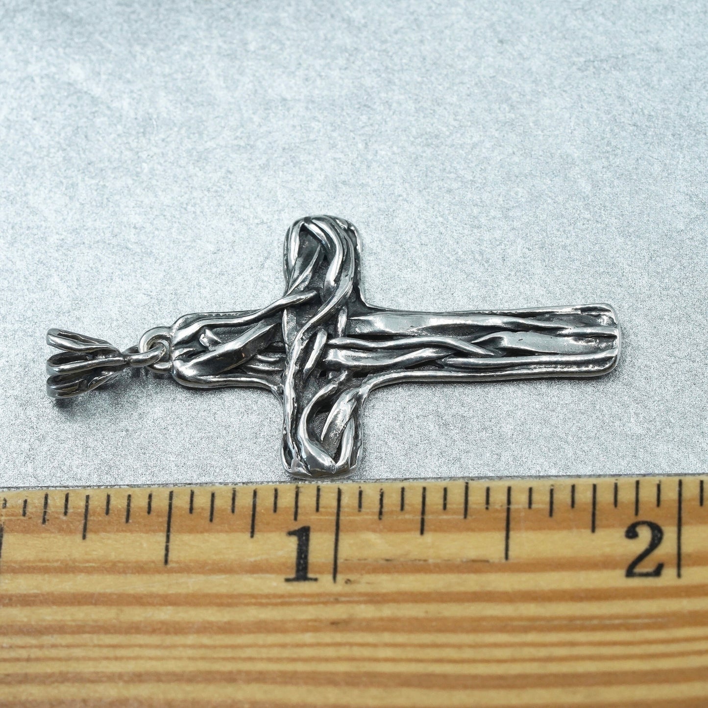 Vintage Israel sterling 925 silver handmade filigree cross pendant