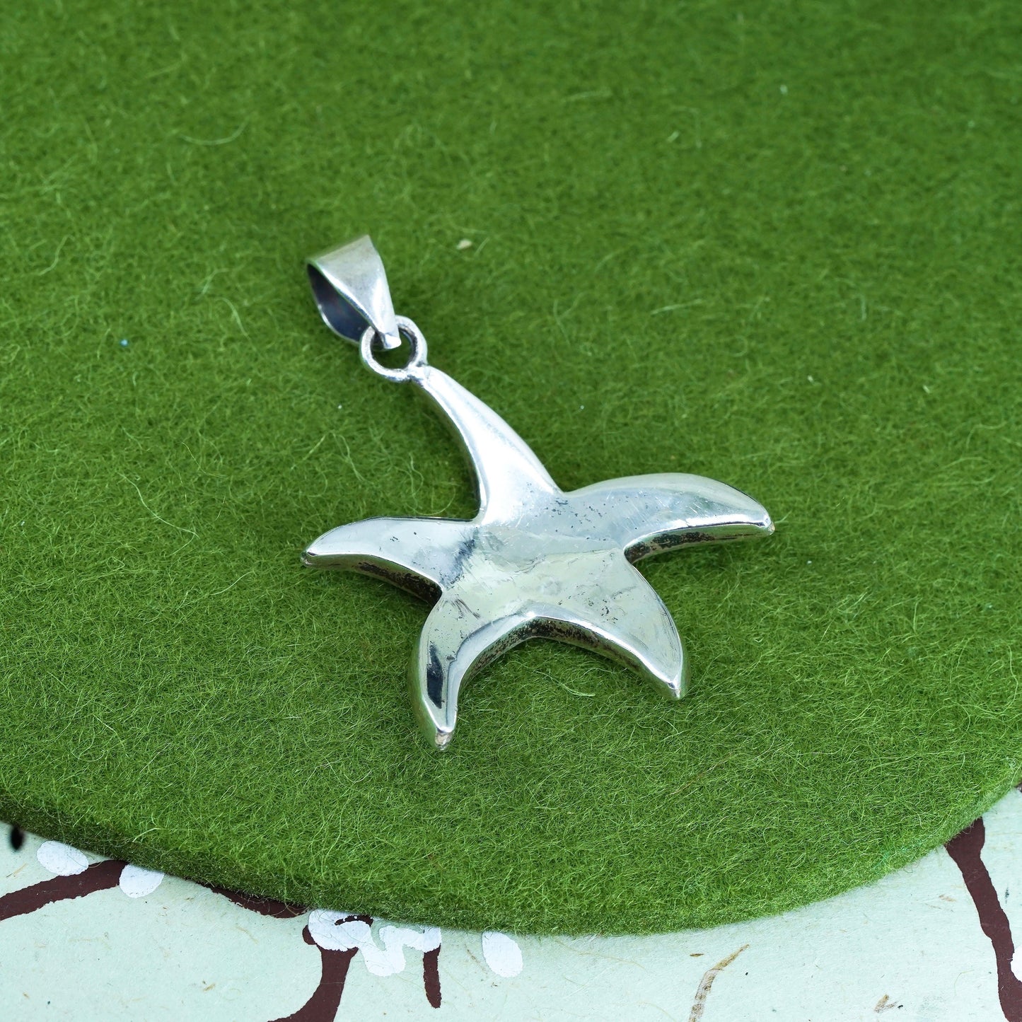 Sterling silver 950 starfish pendant, Peruvian Inca silver, turquoise chakra