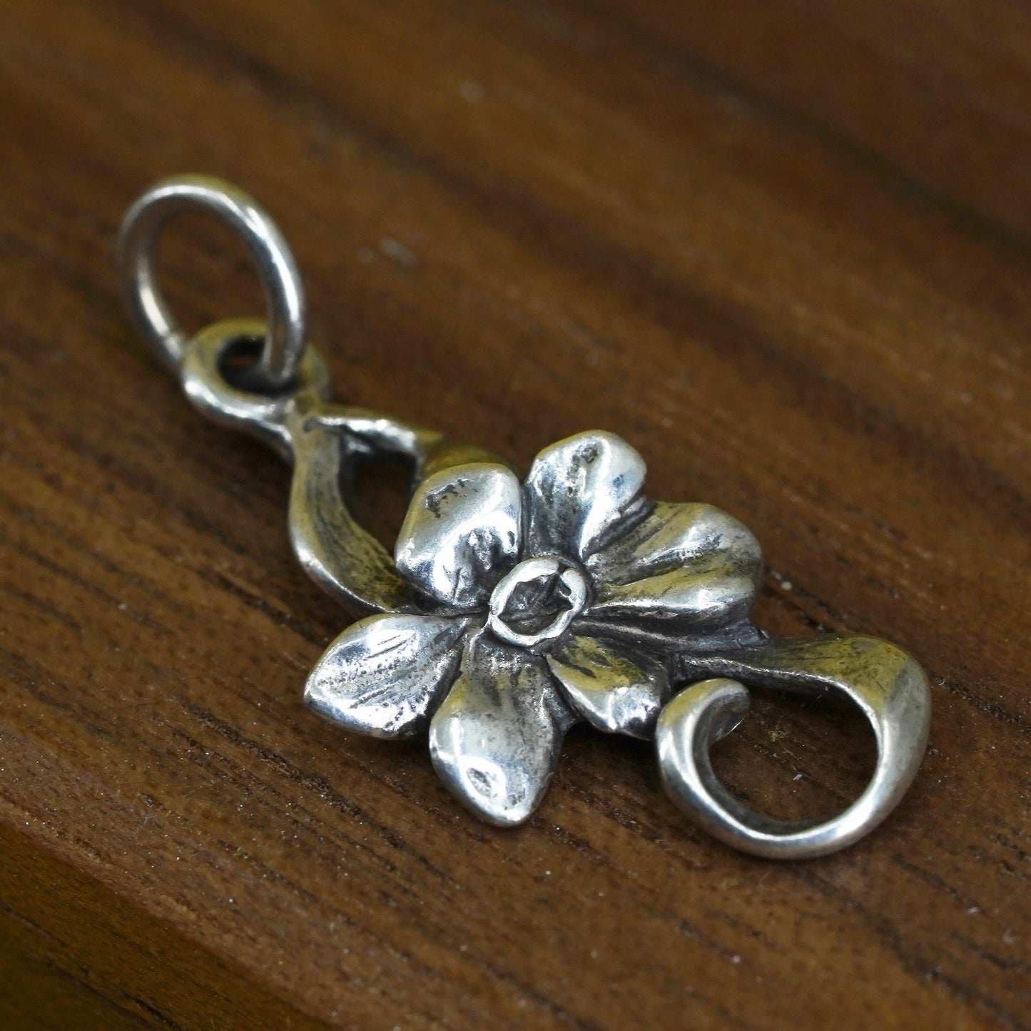 Vintage Sterling silver handmade pendant, 925 flower