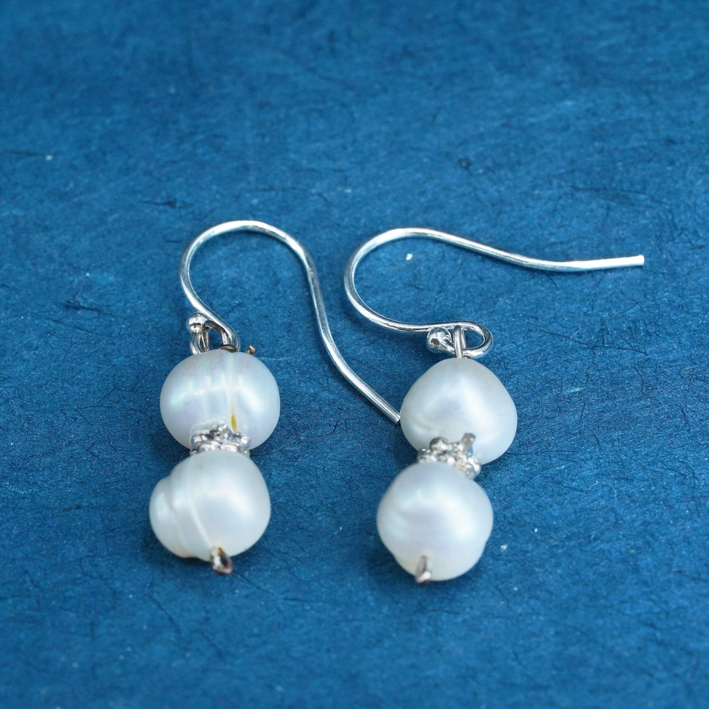 Vintage Sterling silver handmade earrings, 925 hooks with pearl drops