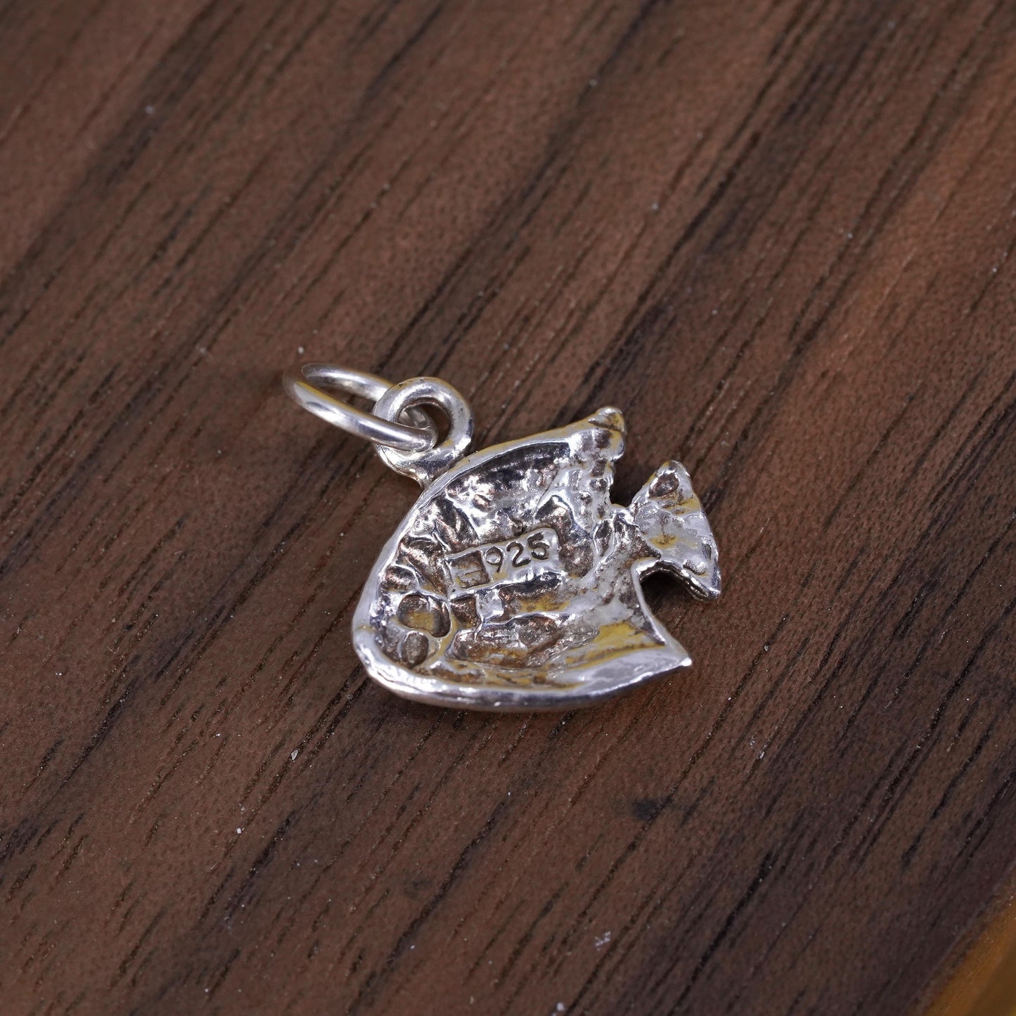 Vintage Sterling silver handmade tropical fish pendant, 925 charm