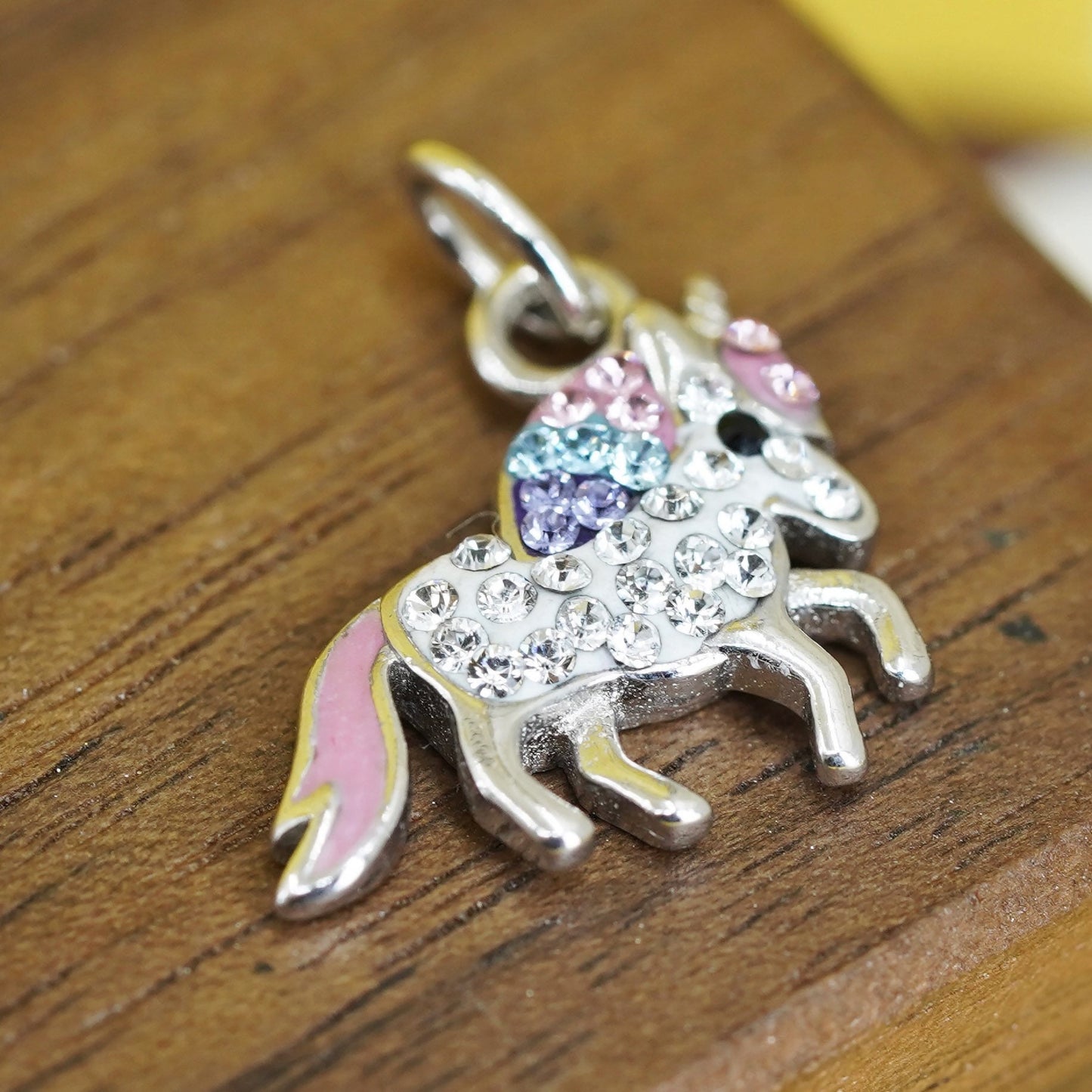 Sterling silver 925 horse unicorn charm with cluster crystal, graduation charm