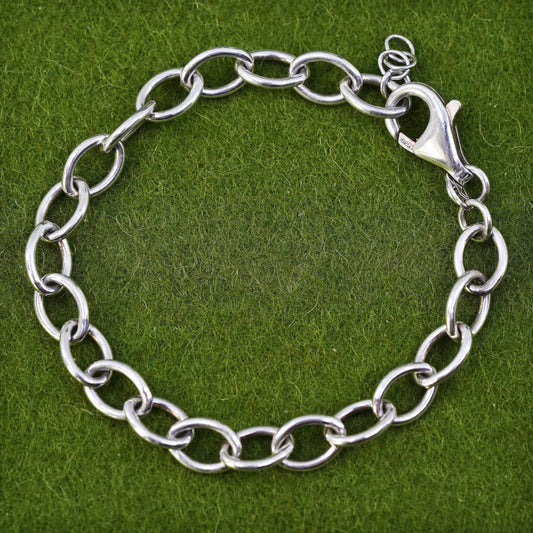 6.5", 8mm, Vintage sterling silver bracelet, handmade 925 circle chain
