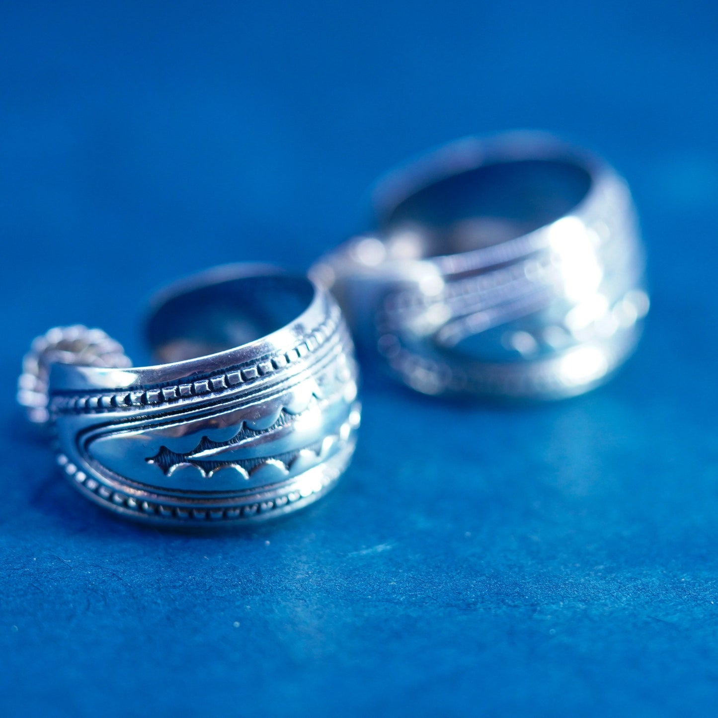 1.25”, Native American Sterling Silver Earrings. 925 textured huggie studs