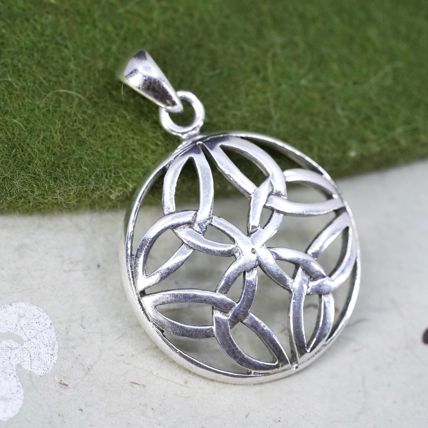 vintage sterling silver handmade pendant, 925 silver Irish Celtic knot charm